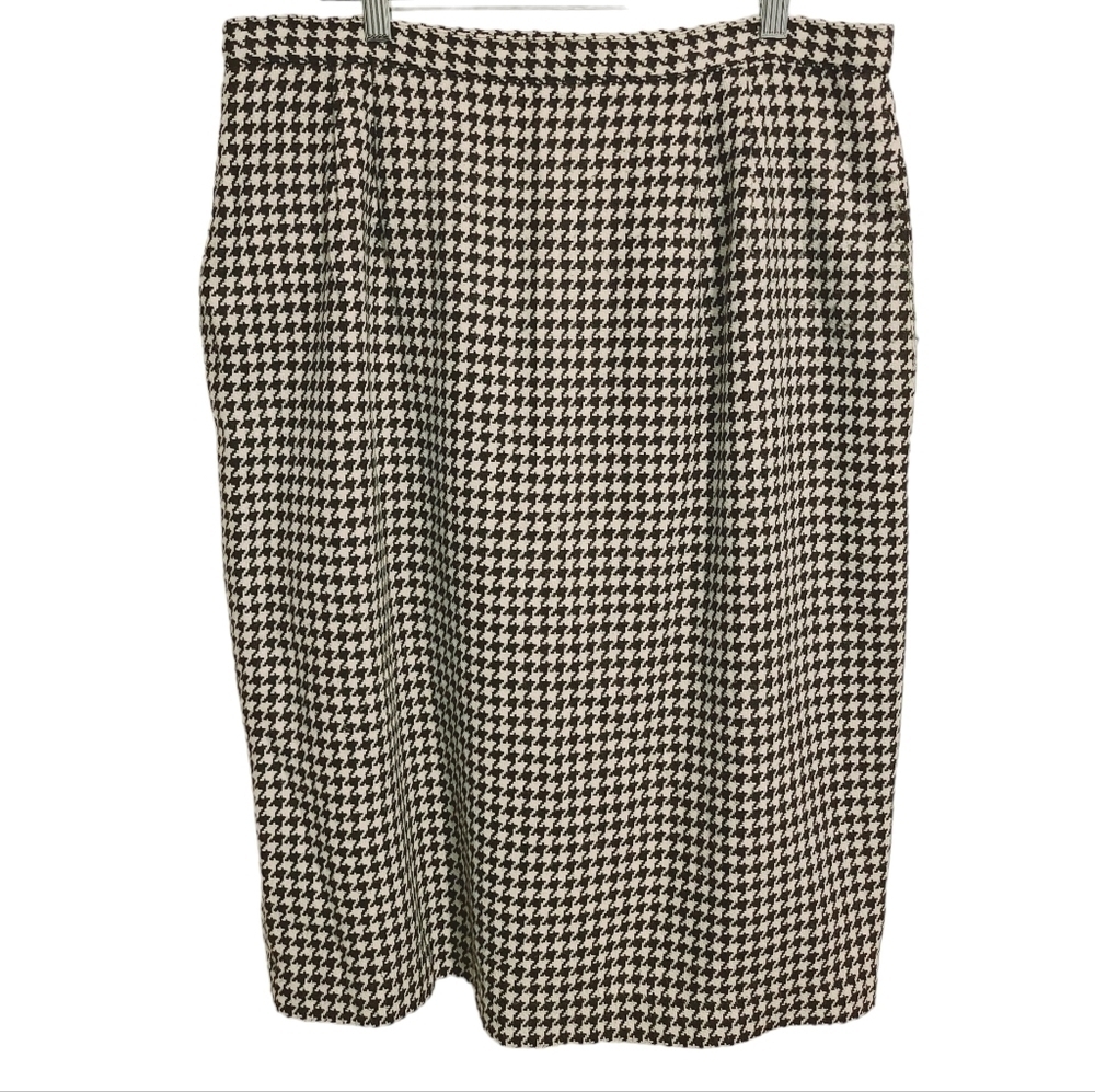 Unbranded | Women's Vintage Houndstooth Printed Pencil Skirt (Size 18)